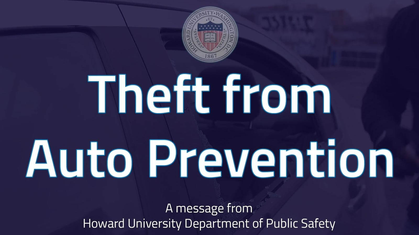 Blue background with text that reads Theft From Auto Prevention